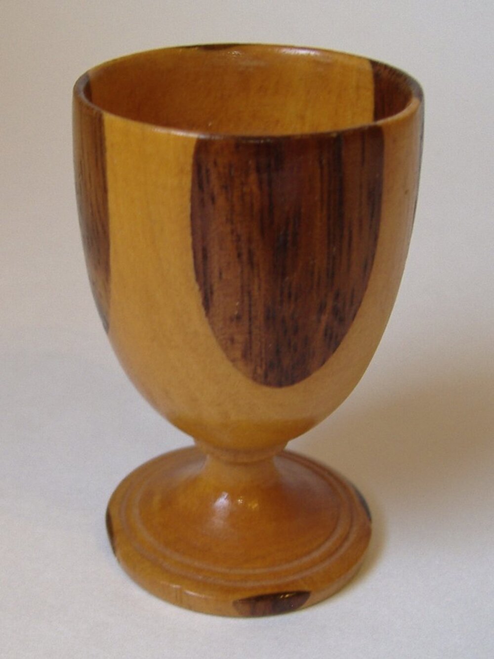 Wood Inlay Egg Cup Vintage Signed DJ Numbered 32/325 Footed Brown Collectible
